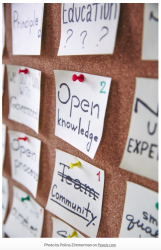 post-it notes on a corkboard