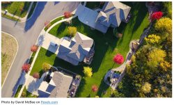 aerial view of residential street